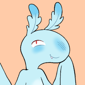 Reference image of a birdlike demon with a sharp snaggletooth, featherlike antennae, wings for arms, bird talons for feet, and a long, straight tail.