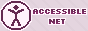 An 88x31 button graphic that reads 'Accessible Net'. The button features a stick figure with its arms in the air.