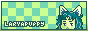 An animated 88x31 button graphic that says Larvapuppy, with an anthro cat character's head bobbing up and down. The background is a scrolling checkerboard pattern.