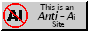 A grey 88x31 button graphic with 'This is an anti-AI site' written on it.